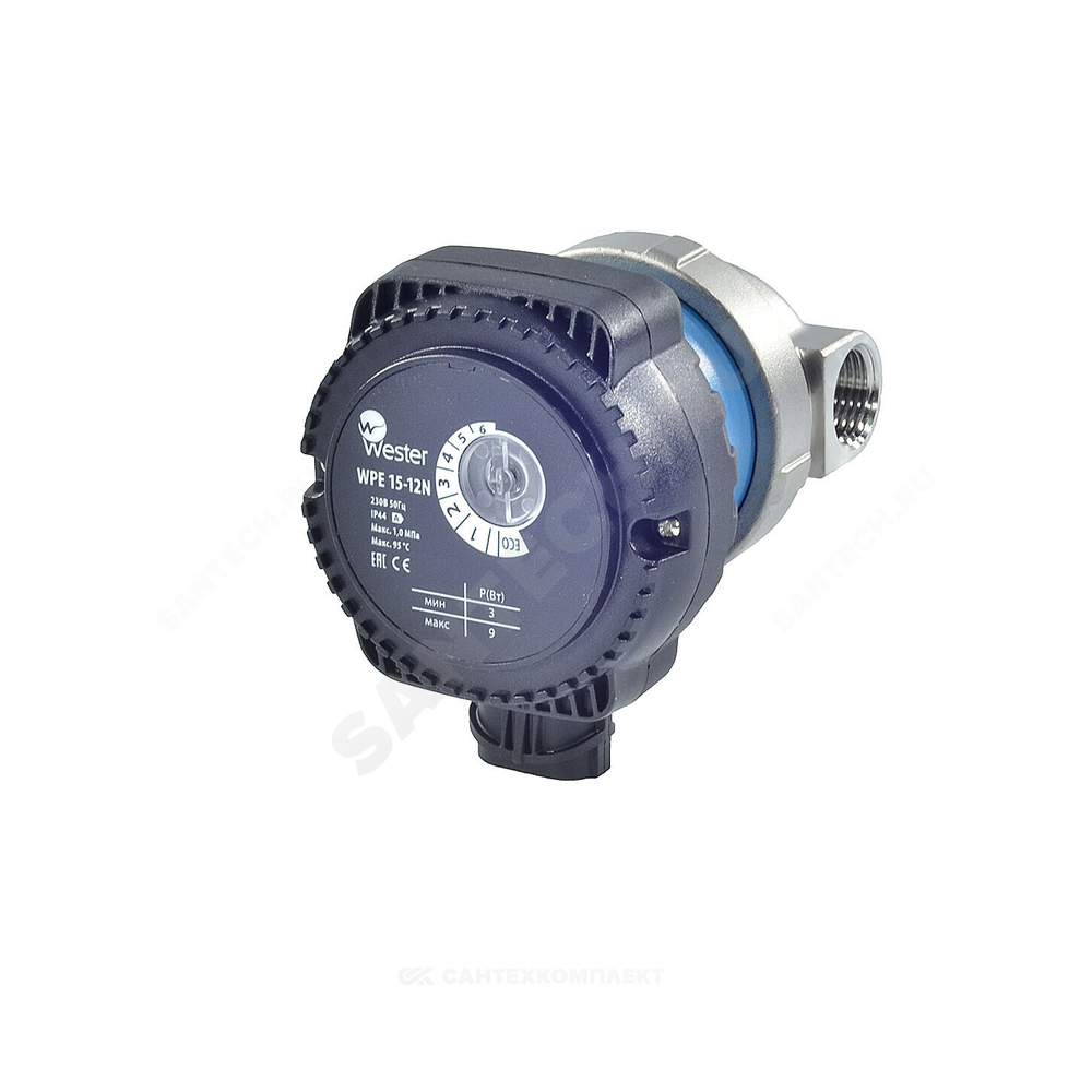 Насос циркуляционный с мокрым ротором для ГВС WPE 15-12N PN10 230B/50Гц Wester 0-18-0098