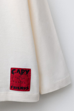 ZARA ФУТБОЛКА С ПРИНТОМ «КАПИБАРА КАПИФАН» ©, ЭКРЮ