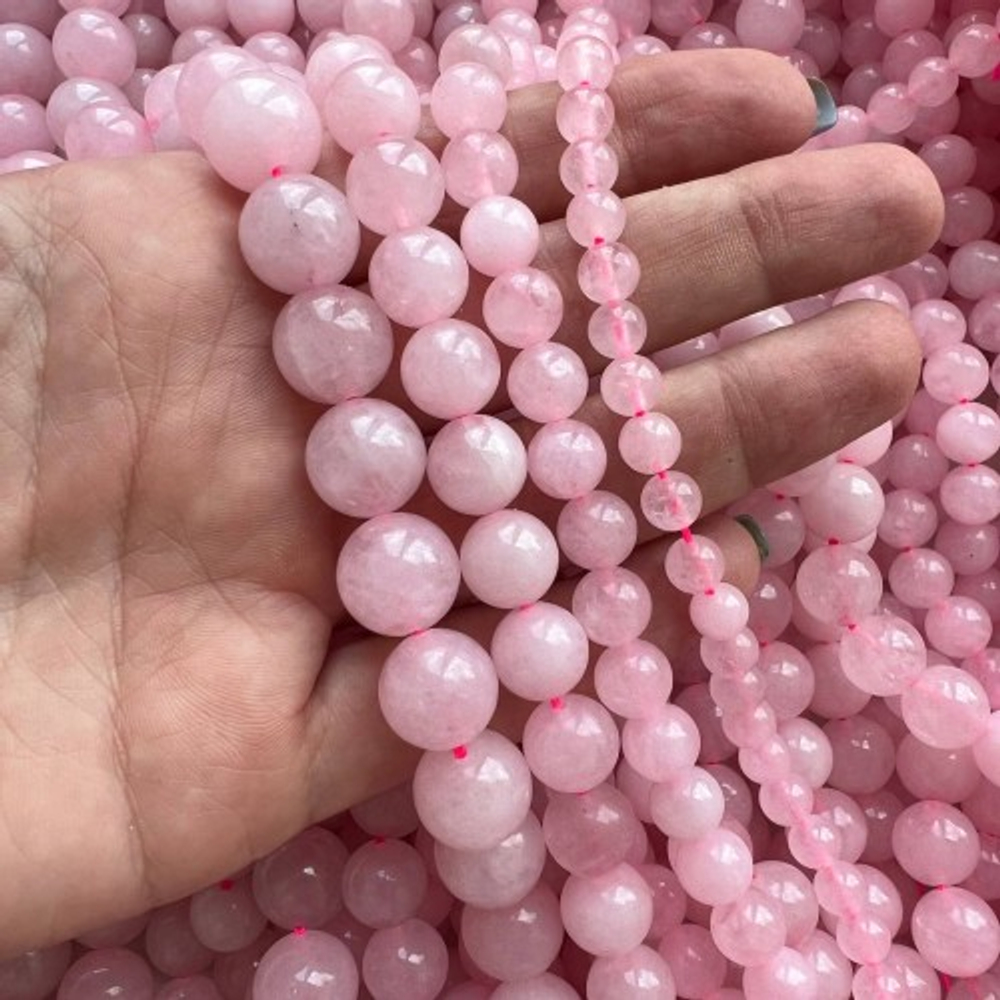 1465-12 Розовый кварц Мадагаскар 12мм, нить 38см
