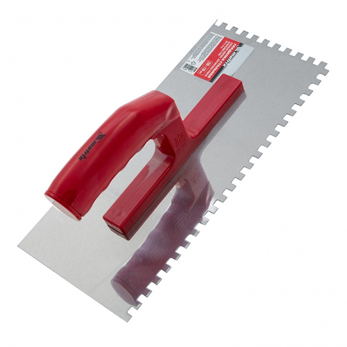 86781 Гладилка из нерж.стали, 280 х 130 мм, зерк. полировка, пластмас. ручка, зуб 6 х 6 мм Matrix