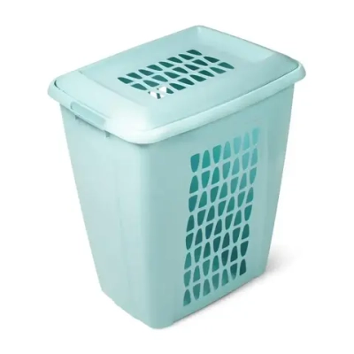 Корзина для белья Молетта прямоугольная 60л с крышкой бирюзовая (комплект 4 шт)
