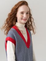 Жилетка для девочки в школу 953 индиго-коралл