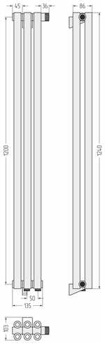 Сунержа Эстет-00 EU50 1200х135 3 секции