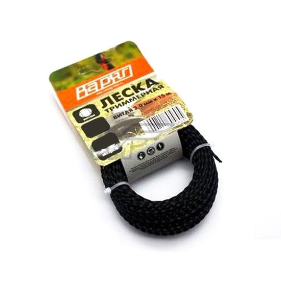 Леска ВАРЯГ 2,0 мм витая, черная 15 м