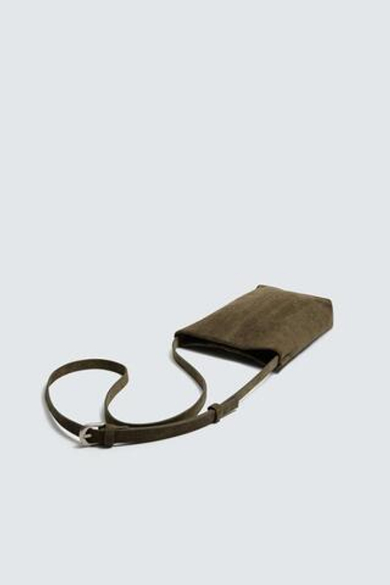 ZARA КОЖАНАЯ СУМКА, ЗЕЛЕНЫЙ ХАКИ