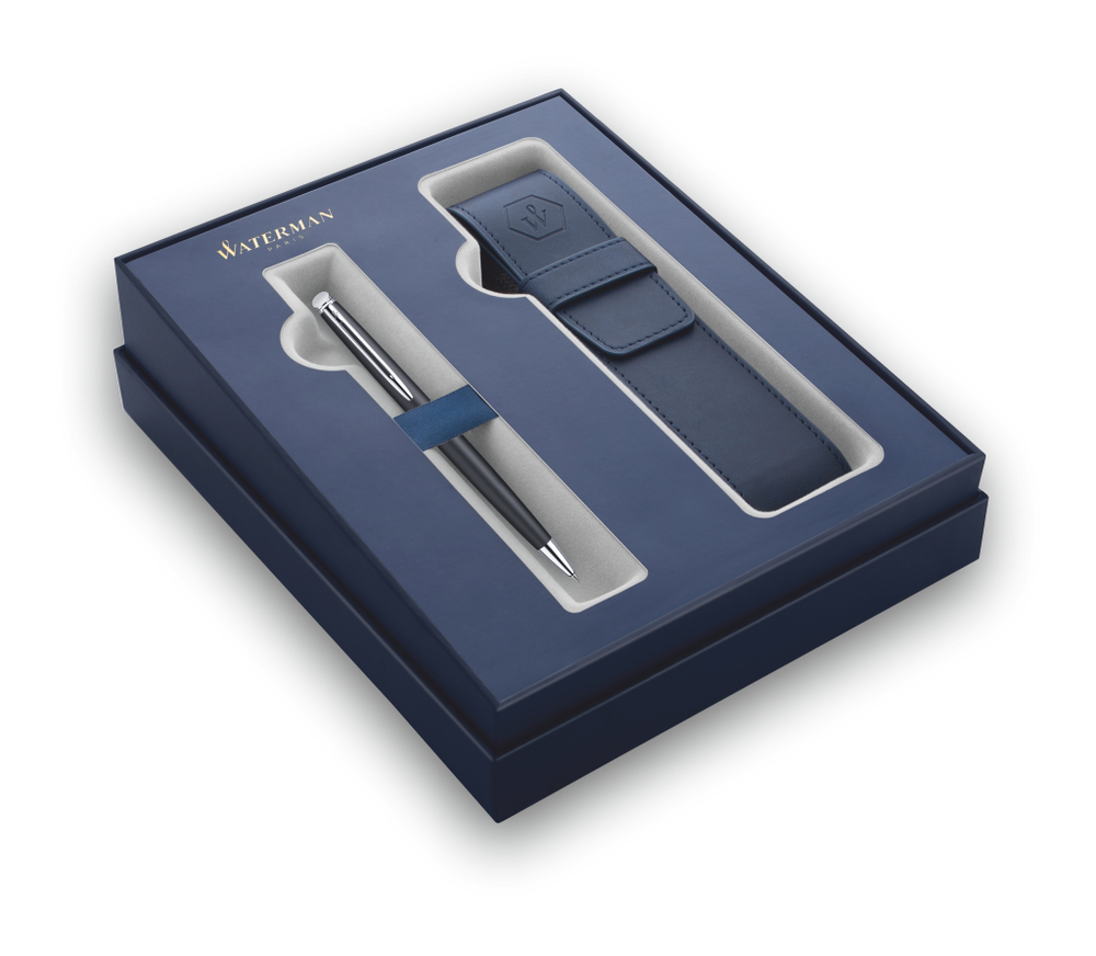 Подарочный набор Шариковая ручка Waterman Hemisphere, цвет: MattBlack CT, стержень: Mblue с чехлом
