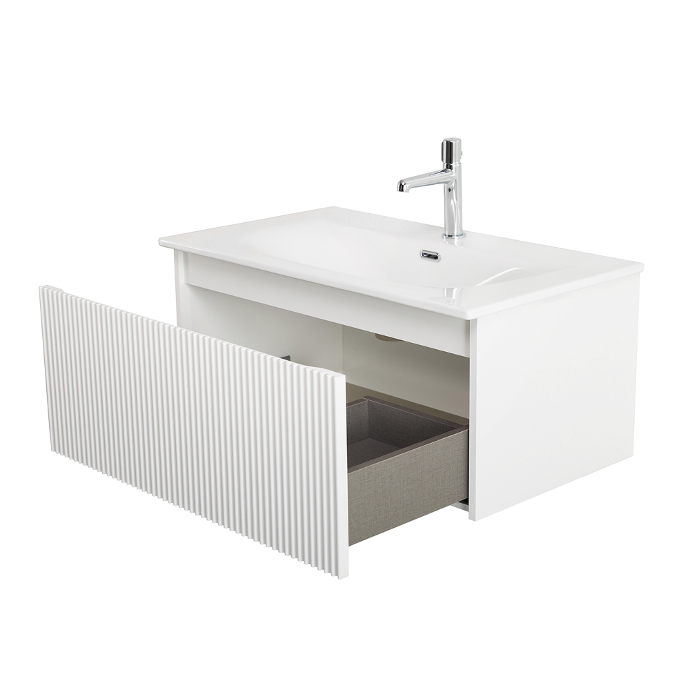 Тумба с раковиной подвесная BelBagno UNO-800-1C-SO-BO Bianco Opaco, раковина белая BB-8099-80