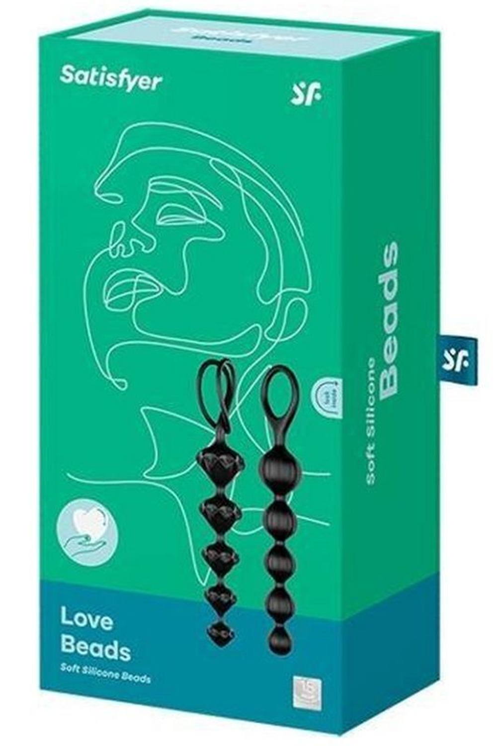 Набор из 2 чёрных анальных цепочек Satisfyer Love Beads (Цвет: черный)