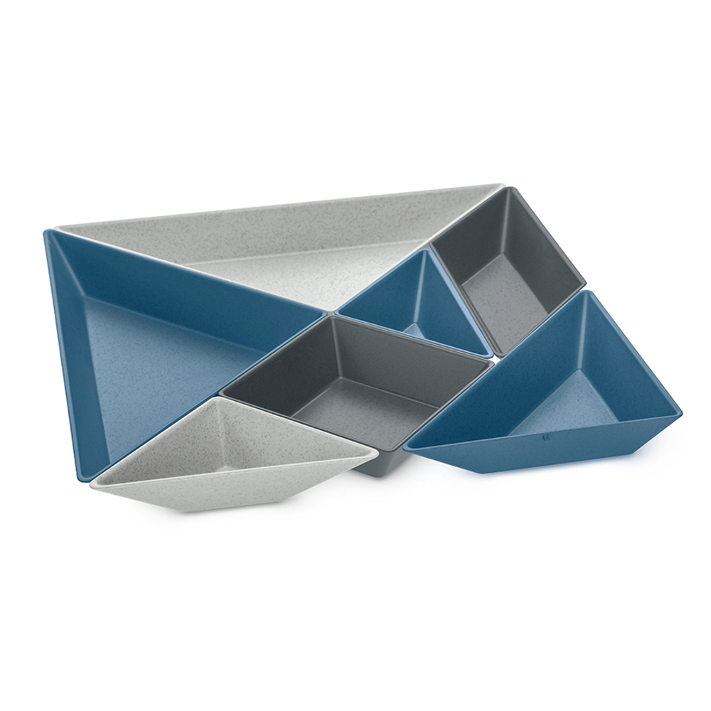 Менажница tangram ready, organic, сине-серая