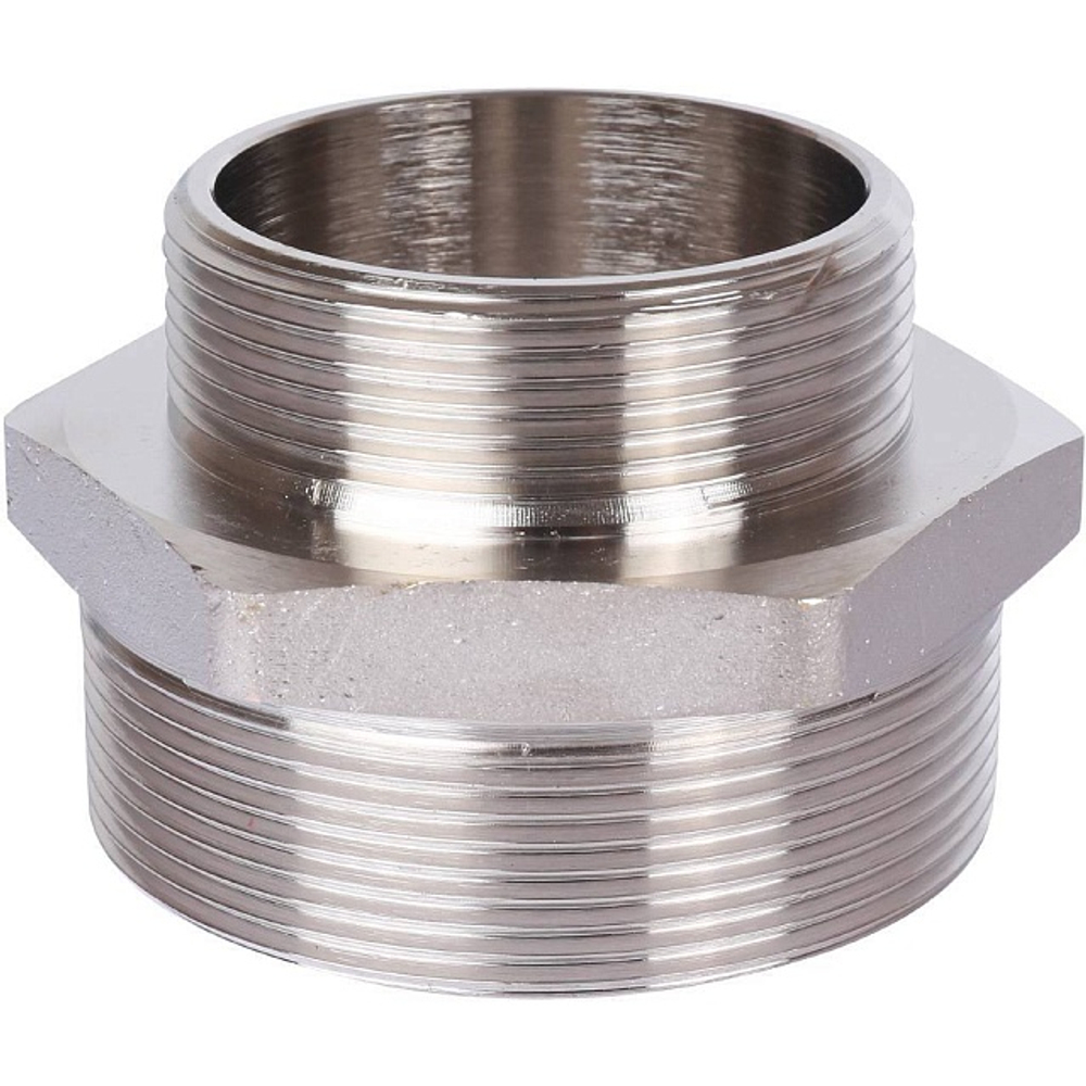 Ниппель редукционный STOUT SFT 0004 - 2"1/2 x 2" (для стальных труб, латунь никелированная)