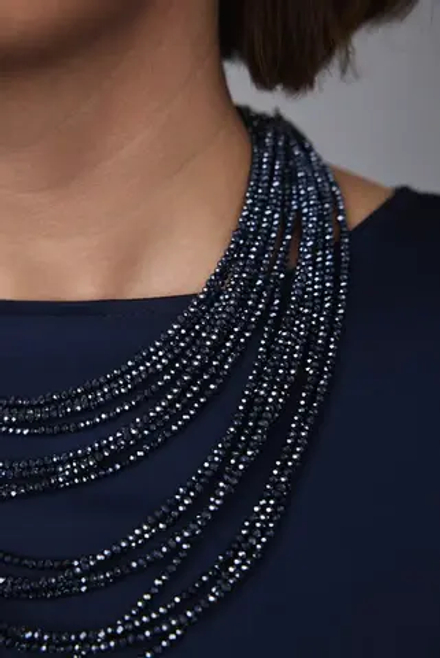 Колье каскад "Венеция"из венецианского стекла бисерной огранки, цвет чернильный