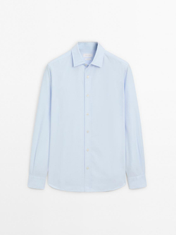 Massimo Dutti Рубашка классического кроя из ткани оксфорд, небесно-голубой