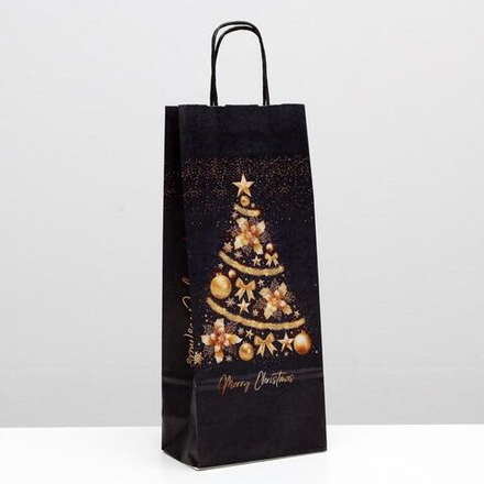 Пакет крафт "Ёлка", 14 х 8 х 33 см.
