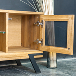 Тумба под телевизор Флеверс 220 см, массив дуба, металл. комплектующие