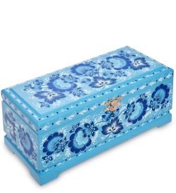 Народные промыслы KH-14/1 Шкатулка для чая на 3 ячейки деревянная 230х100 с хохломской росписью