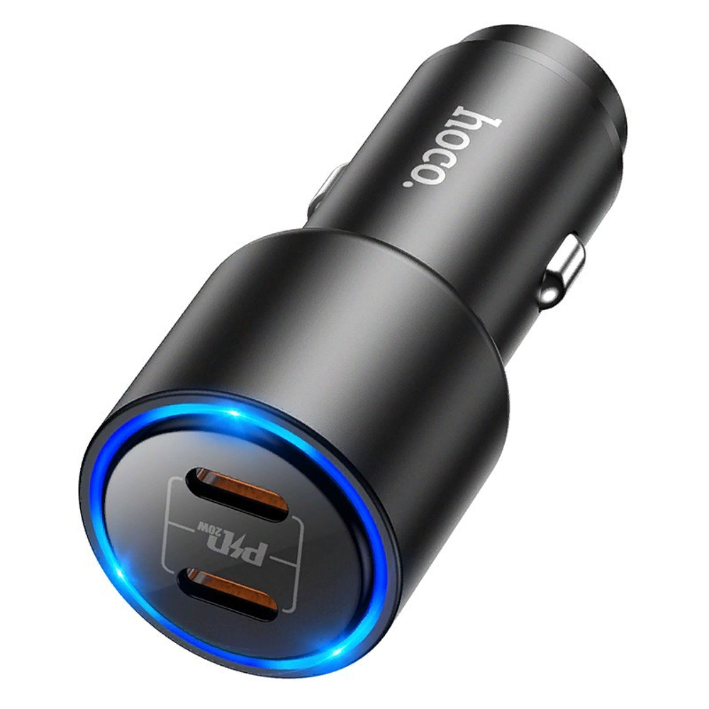 Разделитель автомобильный Hoco NZ3 Clear way 40W dual port PD car charger (2Type-C: 5V &amp; 2.4A 20W/ total output 40W) Черный