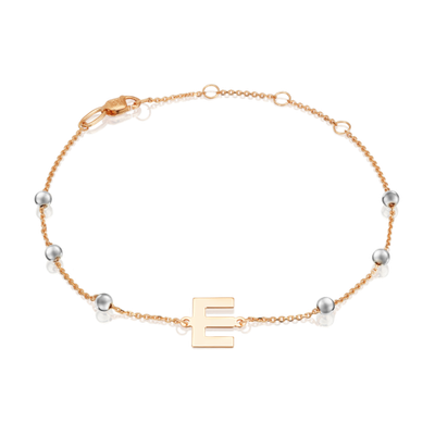 Браслет «Буква Е» из комбинированного золота