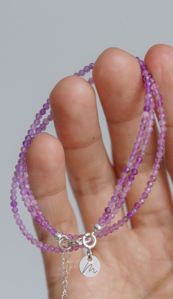 Цепочка "Memo about Mind&Soul" тонкая из аметиста с удлинителем 47-54 см