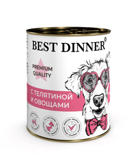 BEST DINNER Консервы для собак и щенков с шести месяцев с телятиной и овощами 0,34 кг