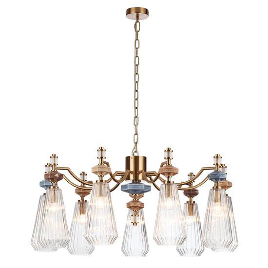 5414/9 MODERN ODL_EX26 021 античная бронза/терракот/синий/бежевый/коричневый/металл/керамика Люстра E14 9*40W TERRA