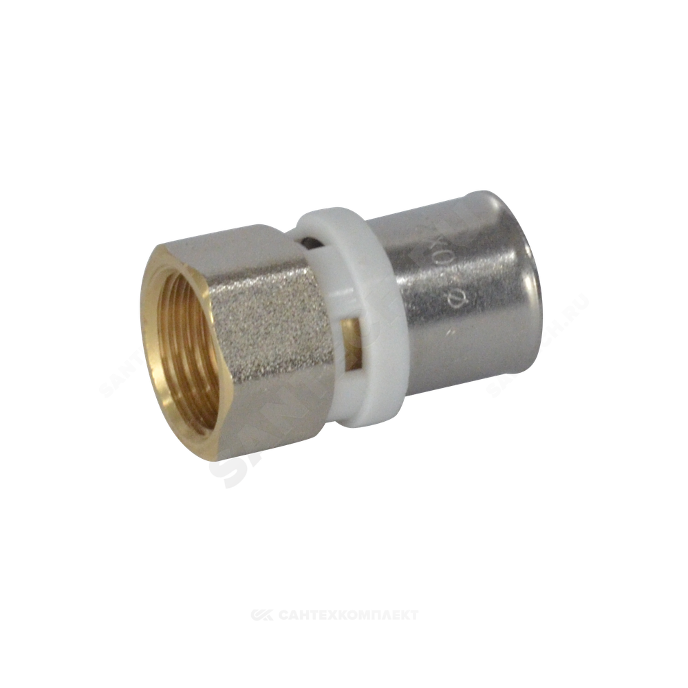 Муфта МП латунь никель пресс Дн 26х3/4" ВР ГОСТ 32415-2013 8002 Aquasfera 8002-05