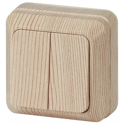 Выключатель Intro Quadro 2-104-11 двухклавишный 10А-250В IP20 ОУ сосна