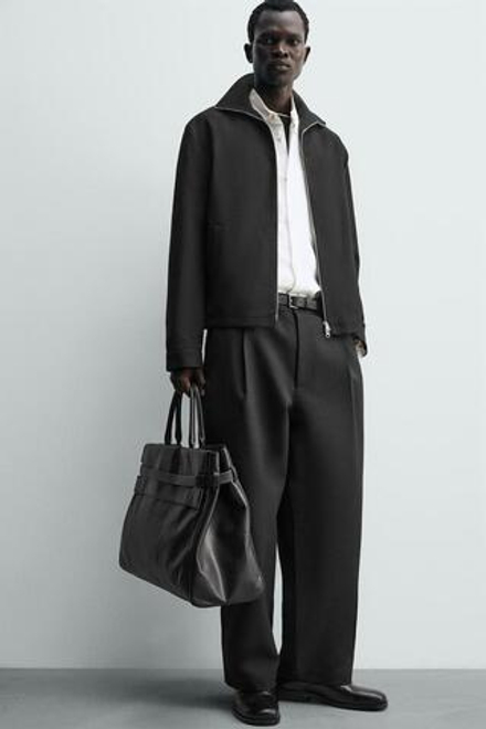 ZARA КУРТКА-РУБАШКА ИЗ РЕЛЬЕФНОГО ТВИЛА, ЧЕРНЫЙ