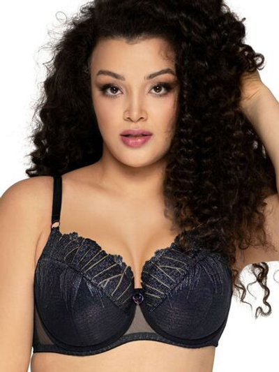 Бюстгальтер с шитой чашкой с вышивкой блестящей нитью (Размер: 85E) (Цвет: черный)