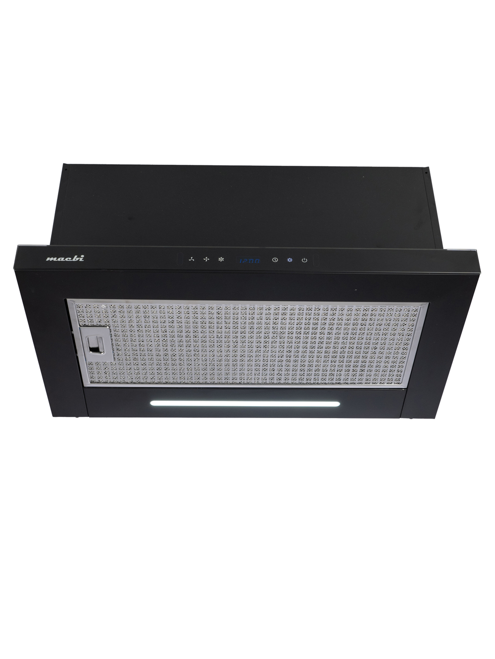 Вытяжка кухонная MACBI Perfa-60G-S/S (BLACK) черный, D150мм, 1200м3/ч, полновстраиваемая, мотор 230Ватт, стекло 60см, сенсорное управление + управление жестами, освещение светодиодное 5W