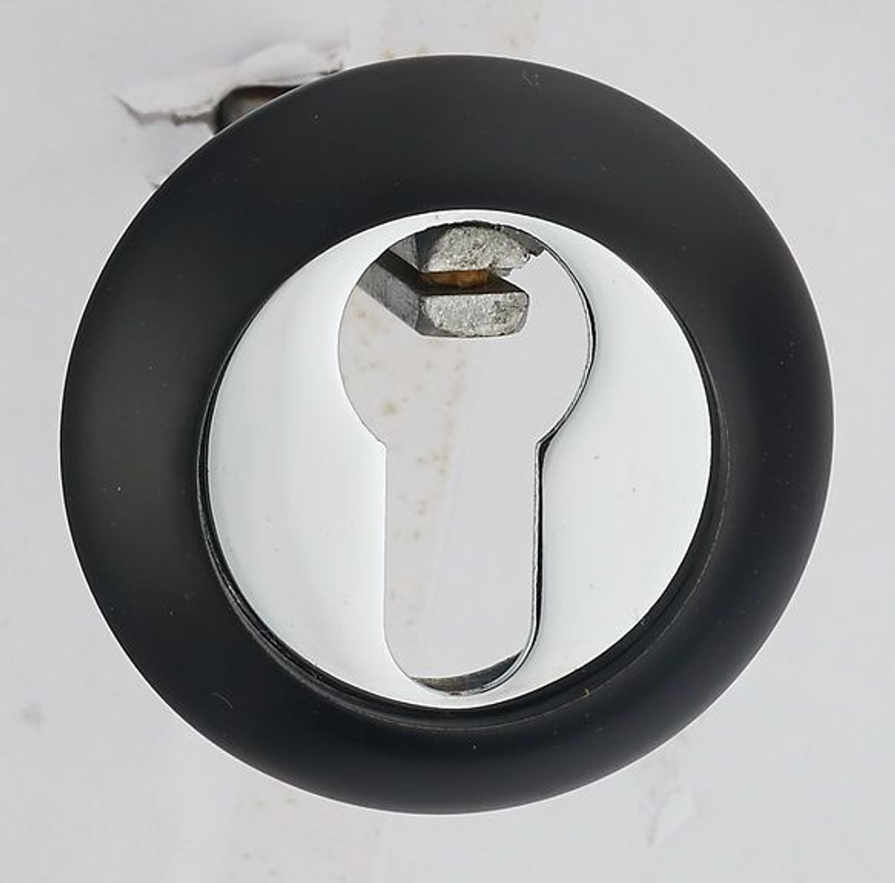 Накладка круг на цилиндр Ренц INET 08 B/CP, цвет черный/хром (гарантия - 12 месяцев)