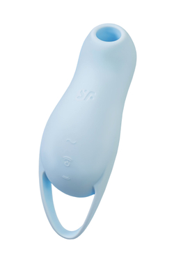 Вакуум-волновой стимулятор клитора с вибрацией Satisfyer Pocket Pro 1, силикон, голубой, 13,9 см