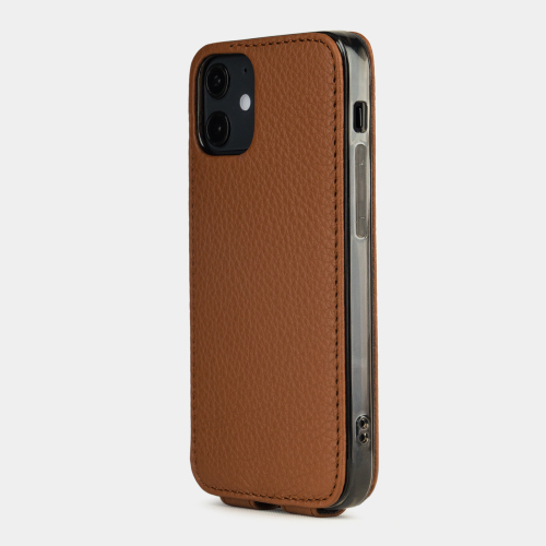 Чехол для iPhone 12 Mini из натуральной кожи теленка, цвета карамели