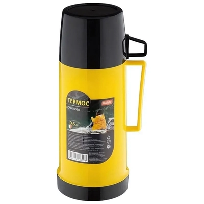 Термос в пластиковом корпусе со стеклянной колбой CALOROSO, 0,6 л