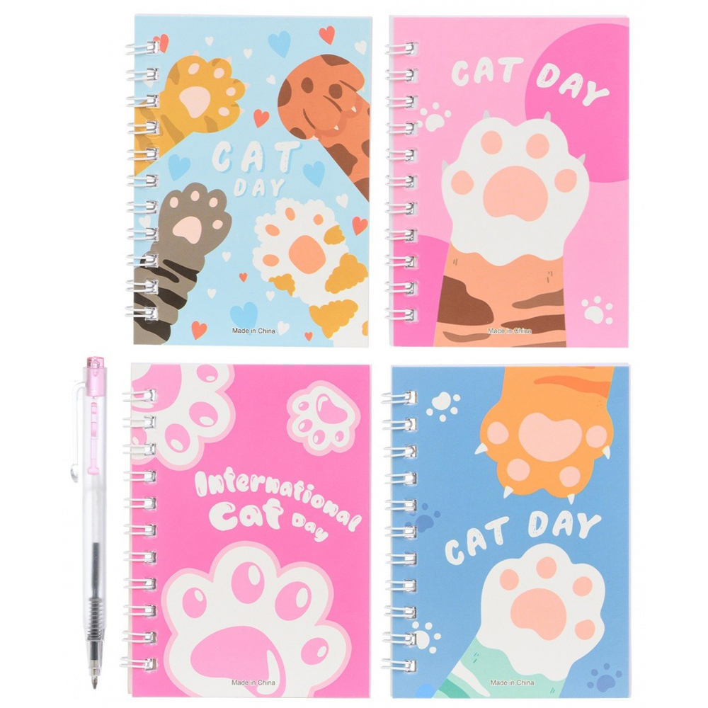 Блокнот детский Basir, с ручкой, формат А7, серия "Лапки", цветная обложка, 40 листов, размер 10.5*7.5 см