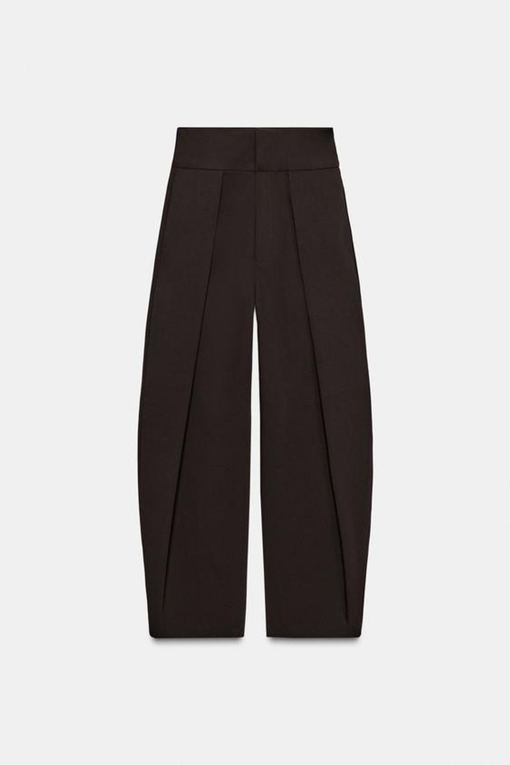 ZARA БРЮКИ BALLOON С ЗАЩИПАМИ, ШОКОЛАДНО-КОРИЧНЕВЫЙ