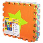 Коврик-пазл напольный 0,9х0,9 м, мягкий, "Фигуры", 9 частей 30х30 см, толщина 1 см, ЮНЛАНДИЯ, 664664