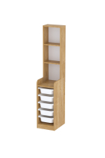 Стеллаж DERYA с 5 выдвижными ящиками - дуб