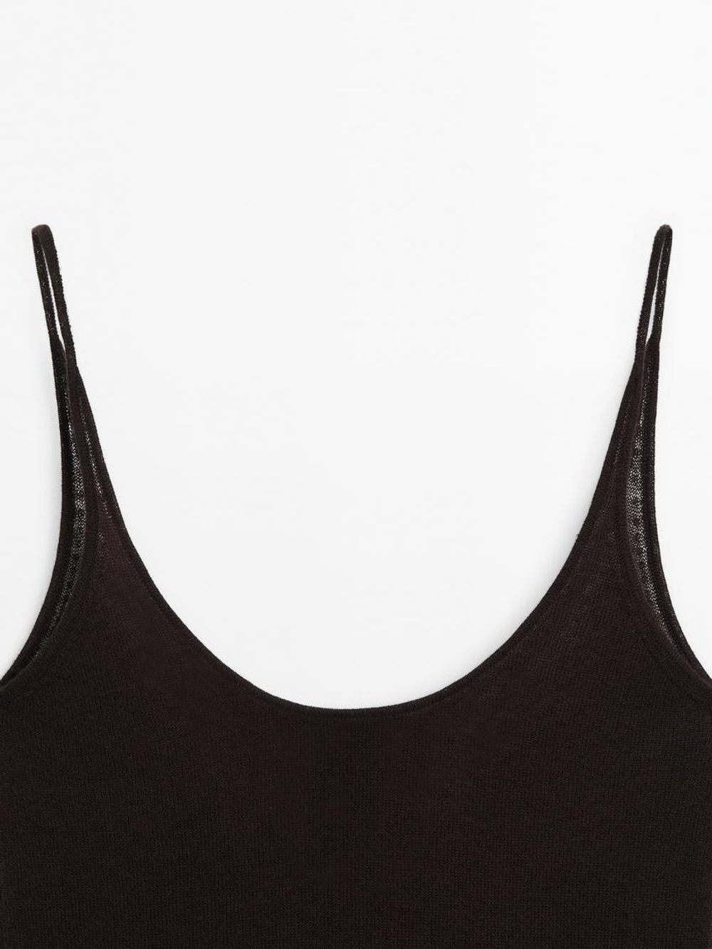 Massimo Dutti Топ на тонких бретелях - Limited Edition, коричневый