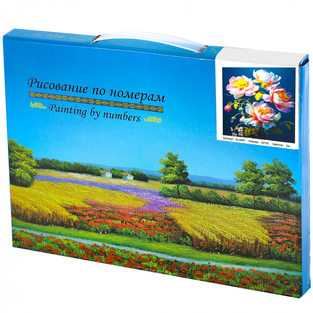 Картина по номерам Alingar, 40х50 см, 24 цвета, с акриловыми красками, холст на подрамнике, "Пионы"