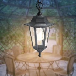 Садово-парковый светильник ЭРА НСУ 06-60-001 черный 6 гранный подвесной IP44 Е27 max60Вт