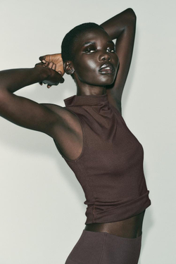 ZARA ТОП БЕЗ РУКАВОВ, ГРАНАТОВЫЙ