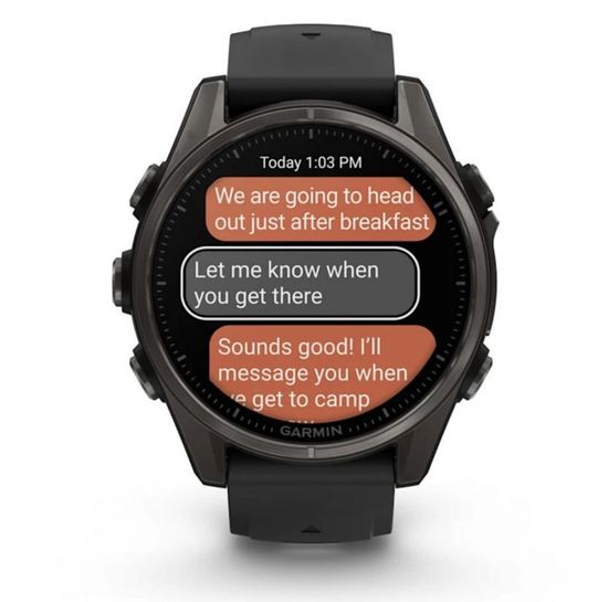 Умные часы Garmin Fenix 8, 43 мм, AMOLED, Sapphire Carbon Gray DLC Titanium with black/pebble gray silicone band