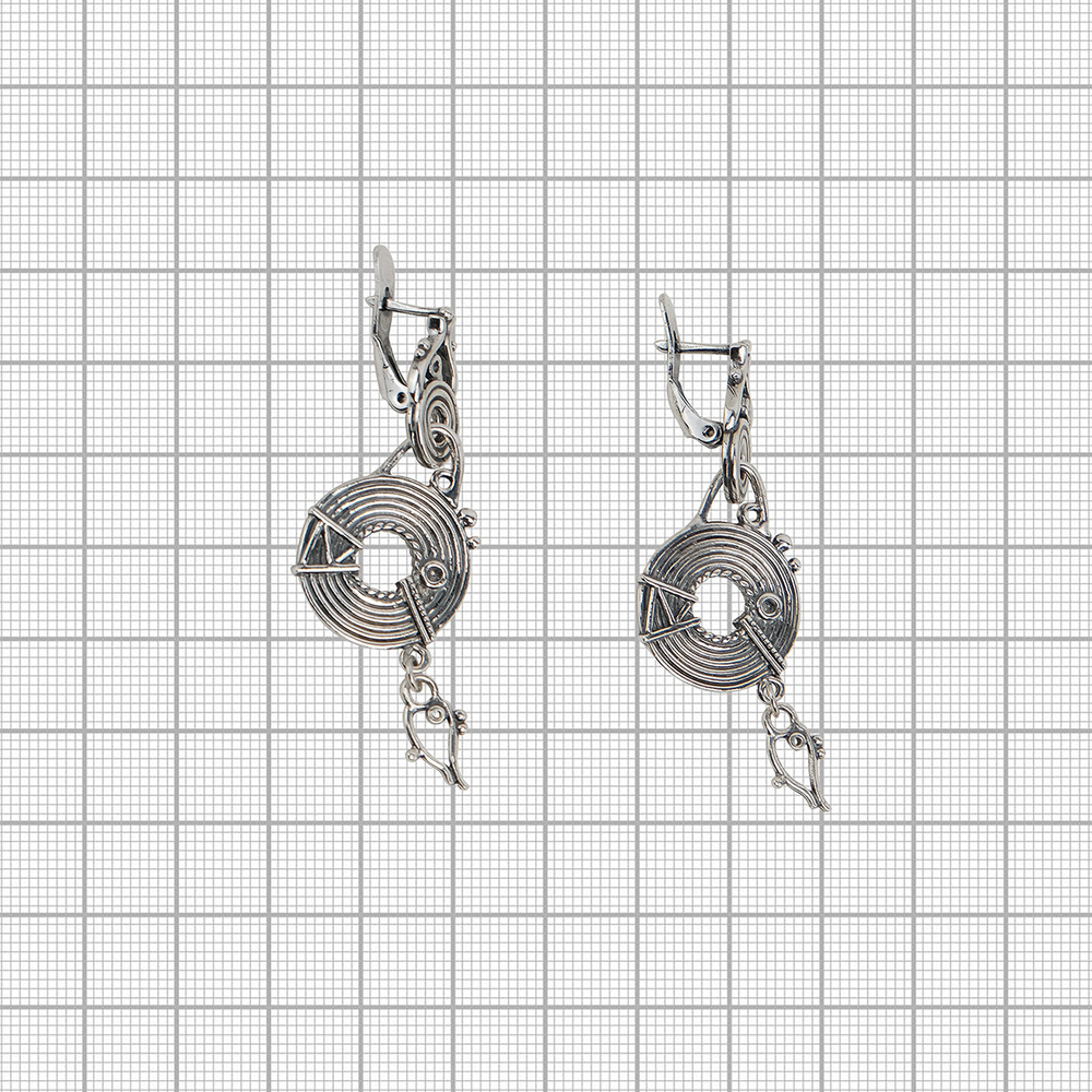 "Лесото" серьги в серебряном покрытии из коллекции "Африка" от Jenavi  с английским замком