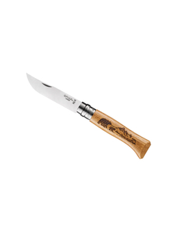 Нож Opinel №8 Animalia, нержавеющая сталь, рукоять дуб, гравировка медведь