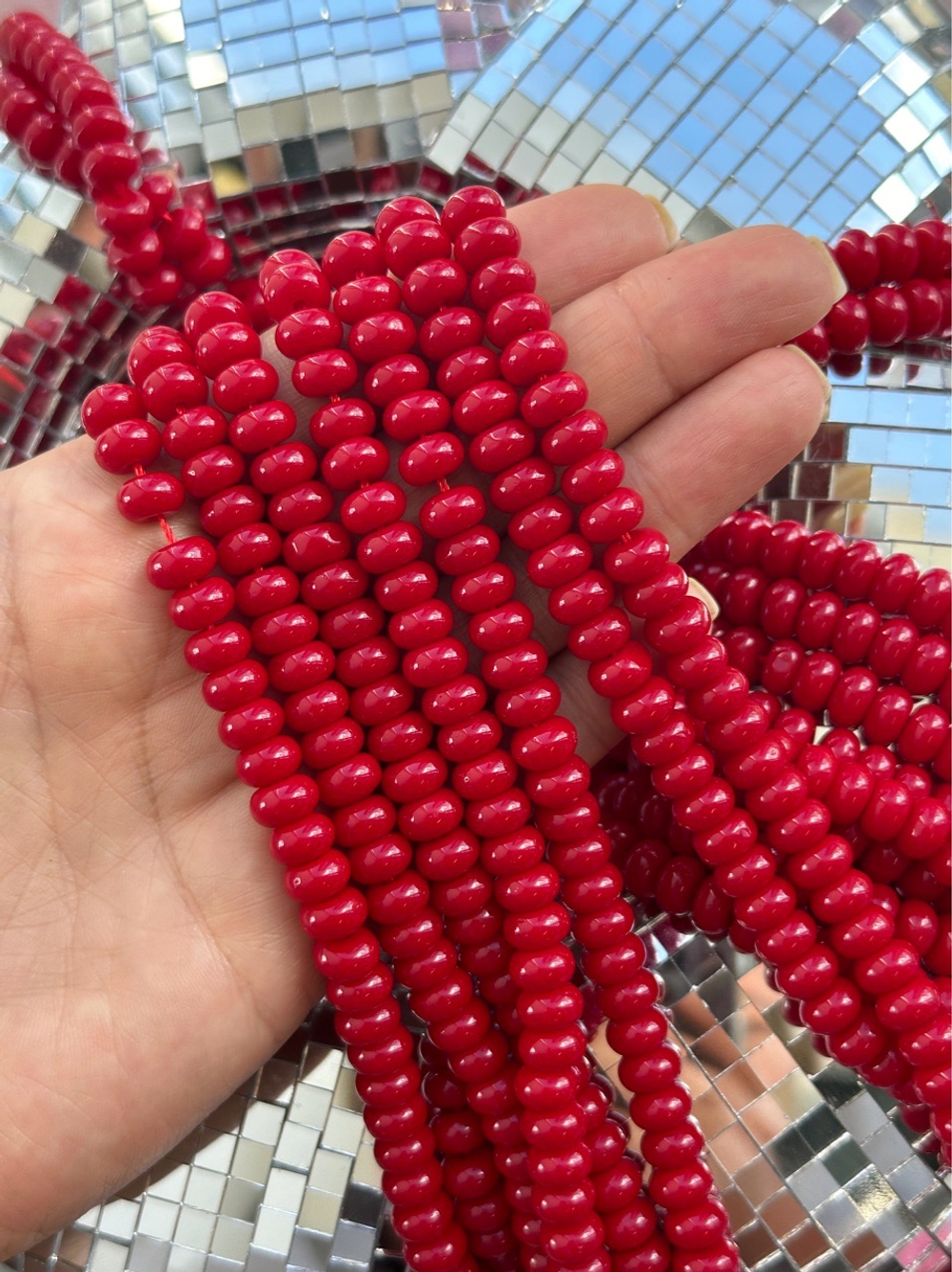 Нить бусин из стекла 8мм, рондель