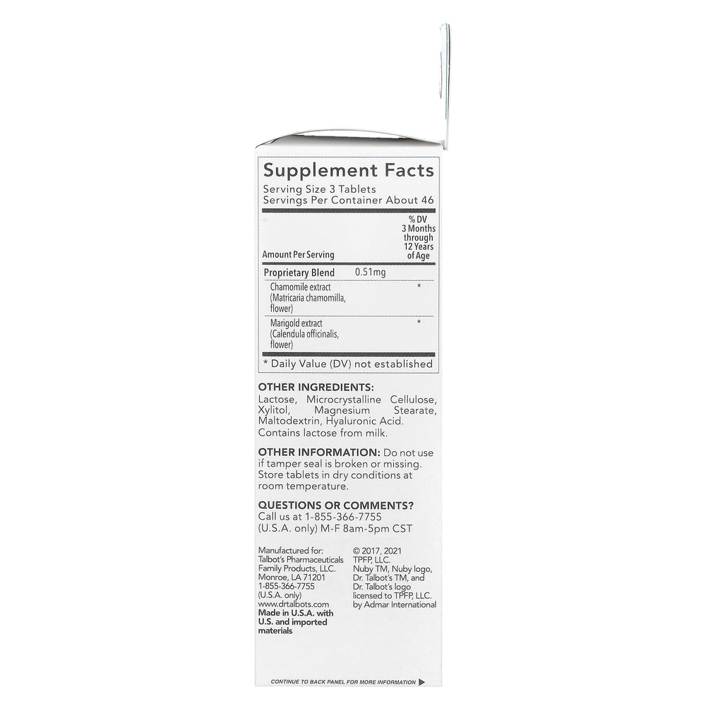 Dr. Talbot's, Успокаивающие таблетки, ромашка, от 3 месяцев, 140 быстрорастворимых таблеток
