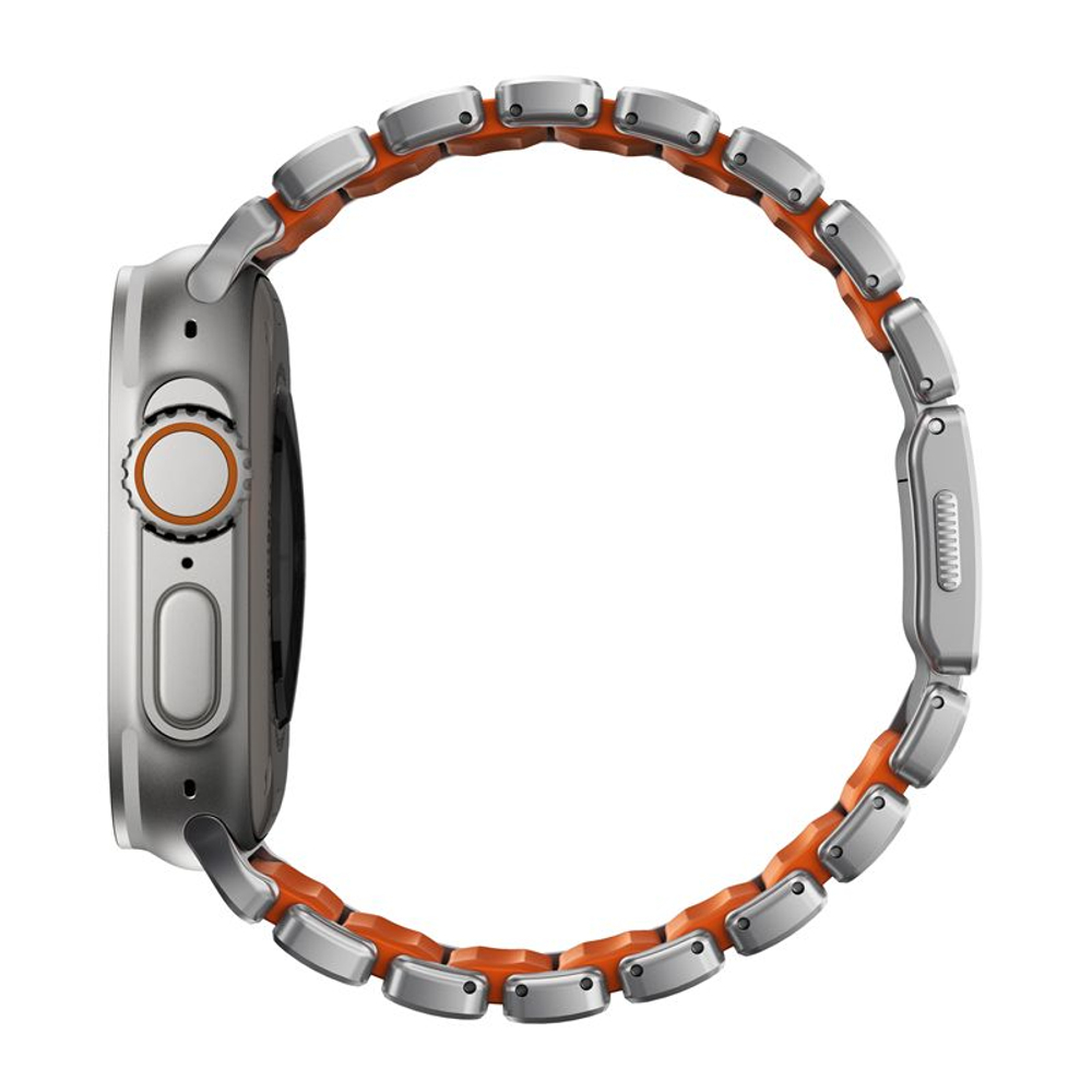 Ремешок Nomad Stratos Natural Titanium Ultra Orange FKMдля Apple Watch 45/46/49mm
