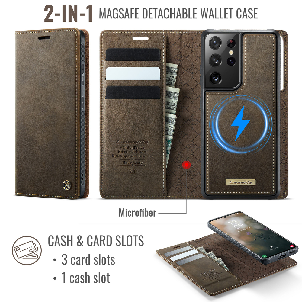 Чехол-кошелек CaseMe 2 in 1 MagSafe Samsung Galaxy S21 Ultra