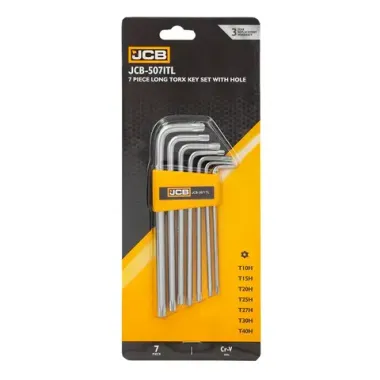 Набор ключей TORX Г-образных длинных с отверстием 7пр. JCB JCB-5071TL