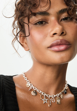 STRADIVARIUS Ожерелье с подвесками, серый